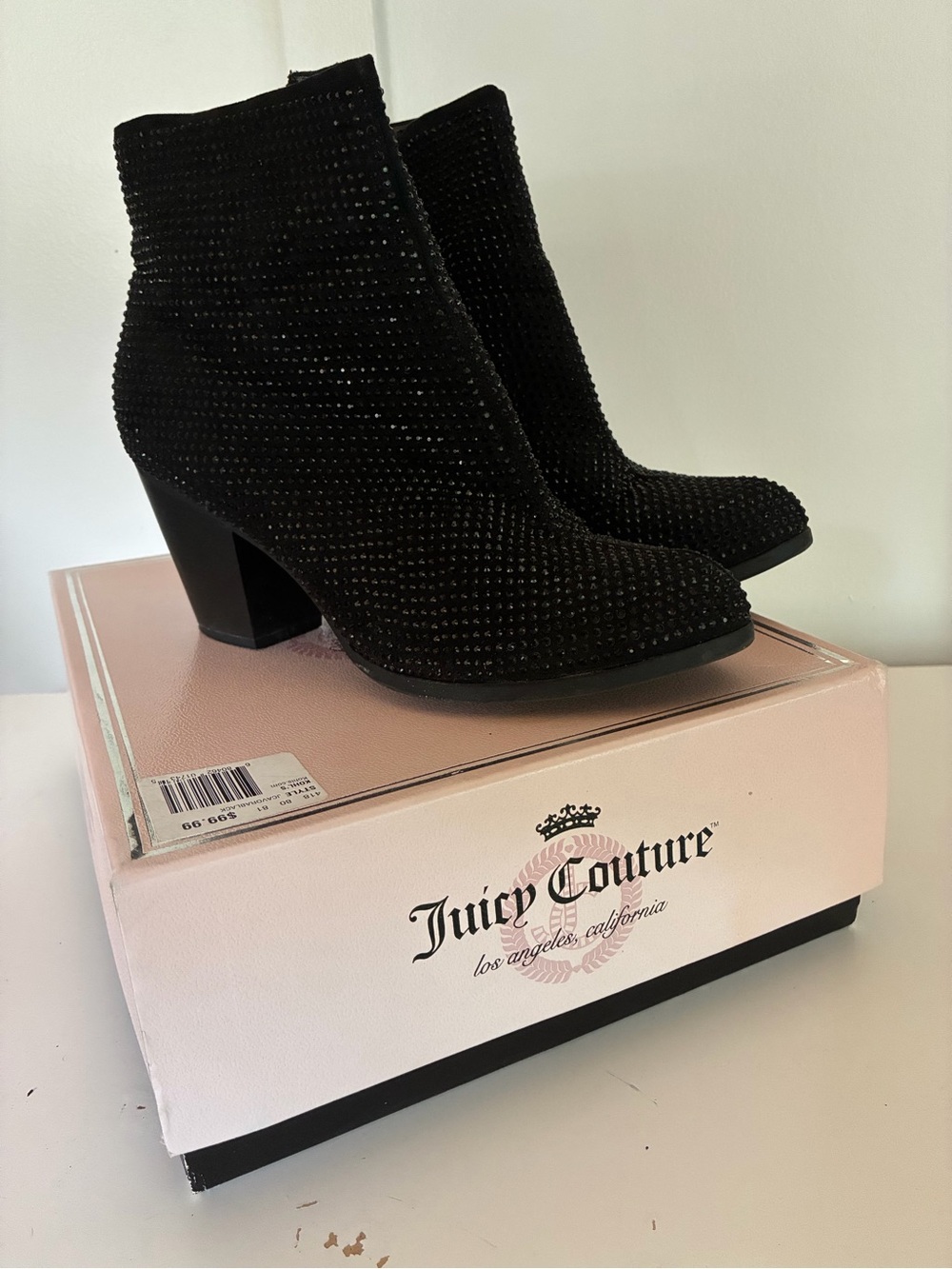 Juicy Couture Black Crystal Embellished Ankle Booties
